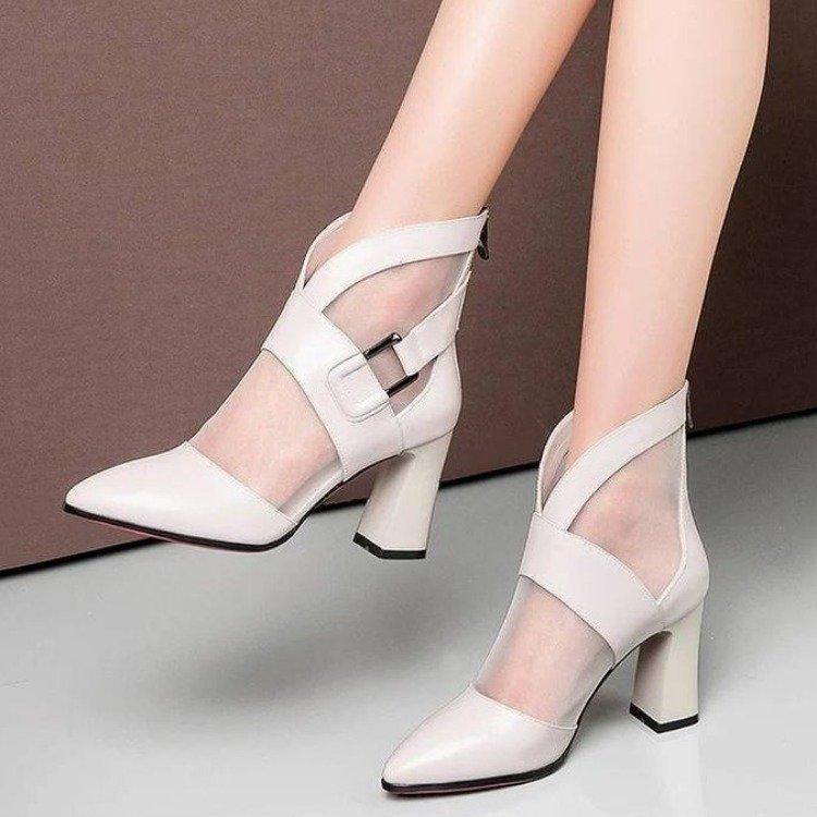 Mesh toe cap sandals - Paule & Angels