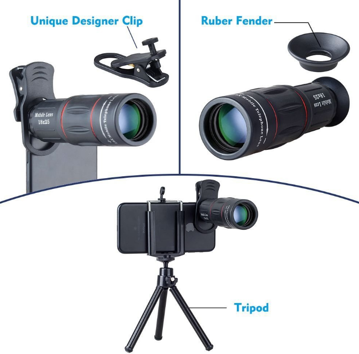 18X Telescope Zoom Mobile Phone Lens for iPhone Samsung Smartphones universal clip Telefon Camera Lens with tripod - Paule & Angels