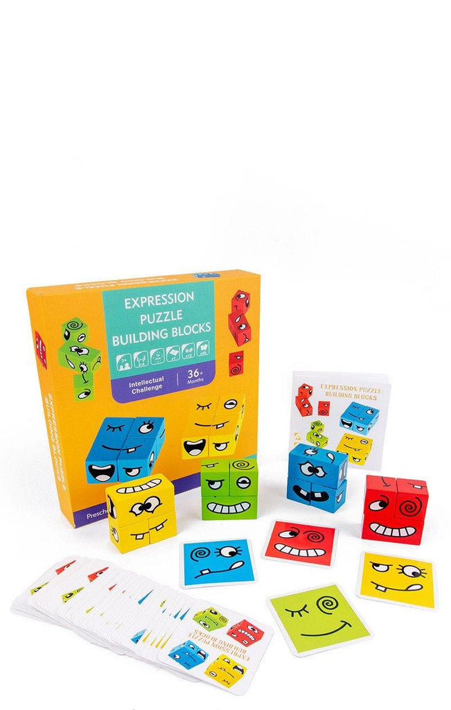 Wooden Expression Magic Face Puzzles Building Block - Paule & Angels