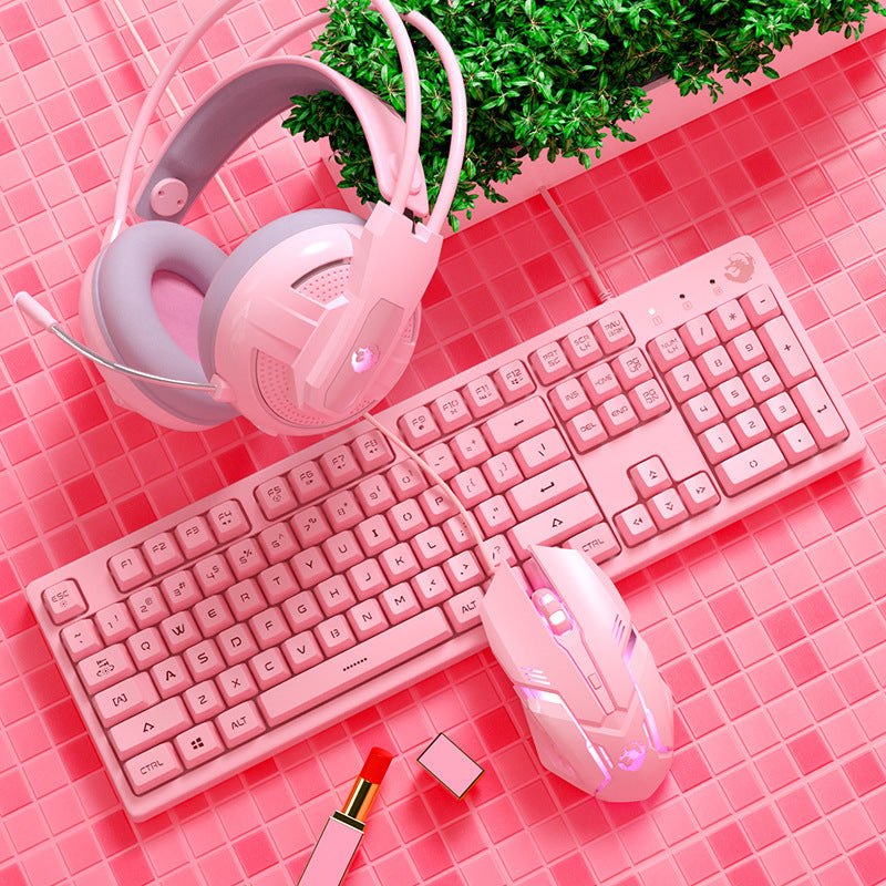 Pink Computer Notebook  Mechanical Keyboard  LoL PUBG Typing