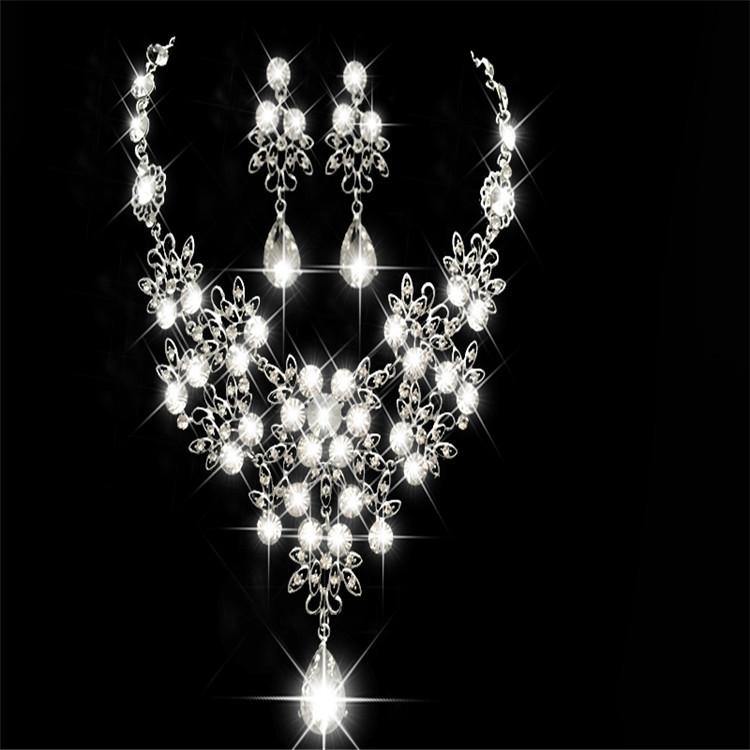 Bridal Necklace, earrings, two pieces of wedding dress, headdress accessories, Korean Rhinestone, pearl jewelry - Paule & Angels