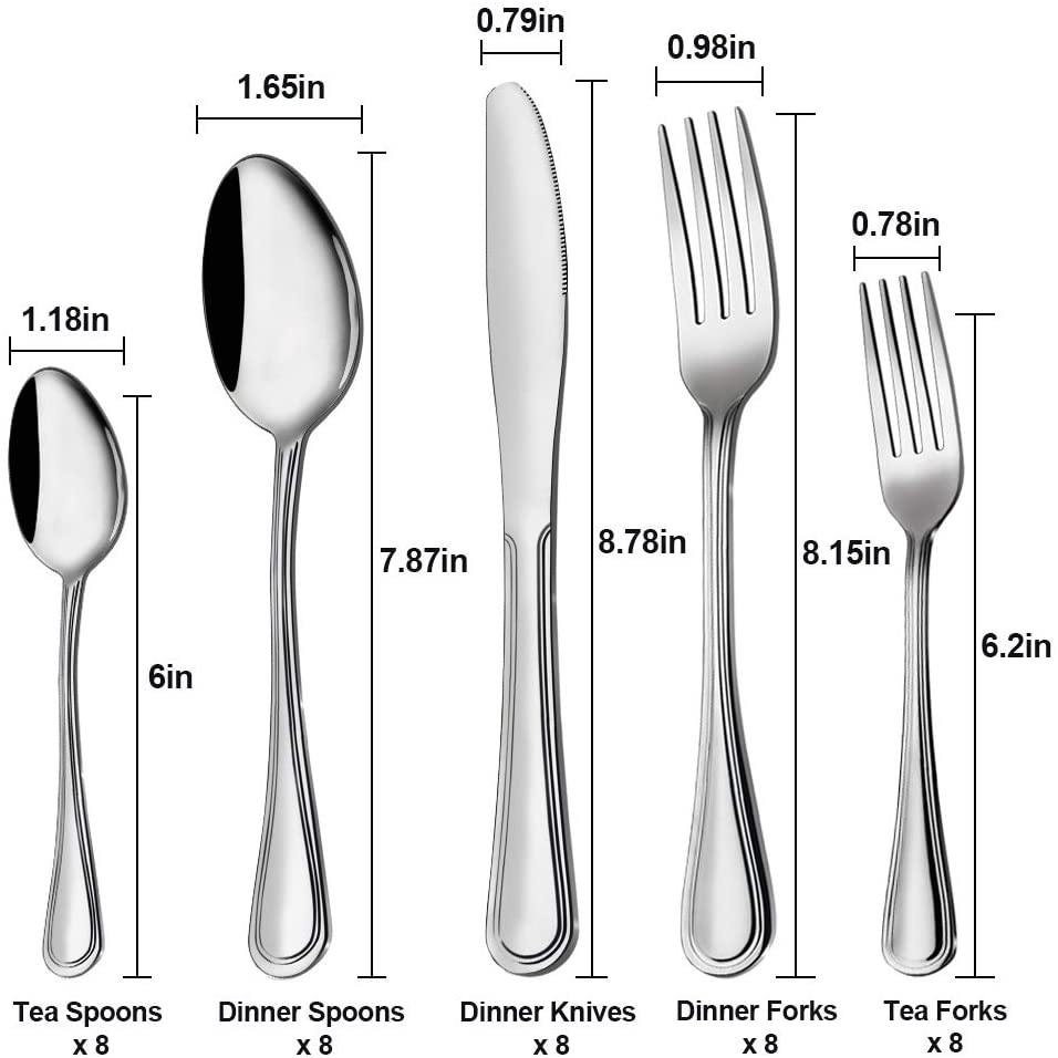 40 PCS Stainless Steel Silverware Flatware Cutlery Set Knife Fork Spoon Flatware Set Modern Design & Smooth Edge Service For 8 - Paule & Angels
