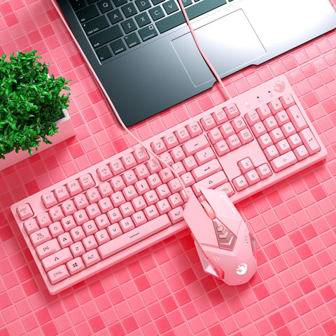 Image of Pink Computer Notebook  Mechanical Keyboard  LoL PUBG Typing