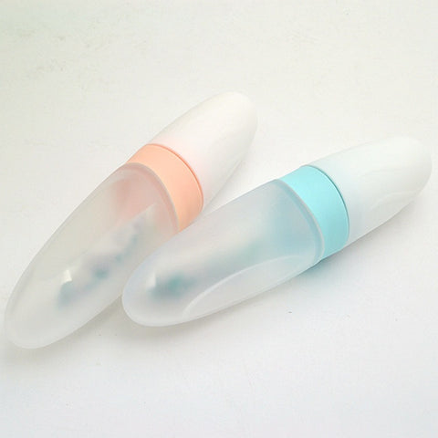 Image of [New] baby silicone soft head rice paste spoon with baffle