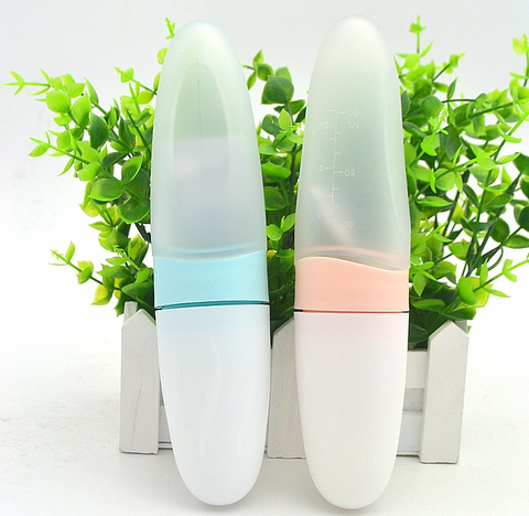 Image of [New] baby silicone soft head rice paste spoon with baffle