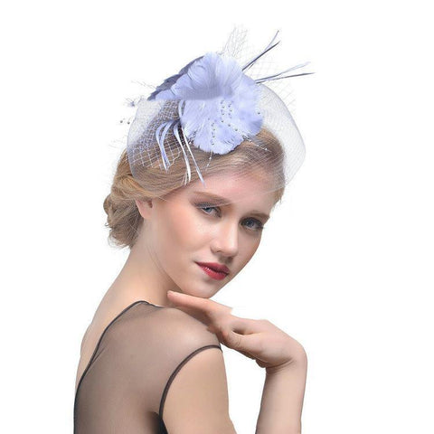 Image of Feather Headdress Bridal Net Yarn Hairpin Ball Party Hair Accessories - Paule & Angels