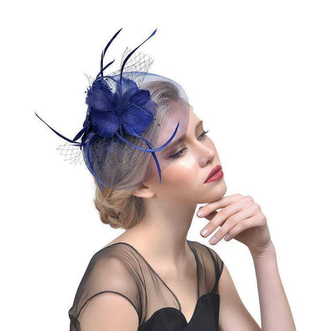 Image of Feather Headdress Bridal Net Yarn Hairpin Ball Party Hair Accessories - Paule & Angels