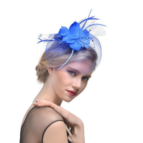 Image of Feather Headdress Bridal Net Yarn Hairpin Ball Party Hair Accessories - Paule & Angels