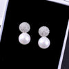 Fashion Simple Ladies Imitation Pearl Silver Earrings - Paule & Angels