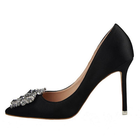 Image of Black High Heels Women Stiletto Professional Leather Shoes Pointed Toe - Paule & Angels