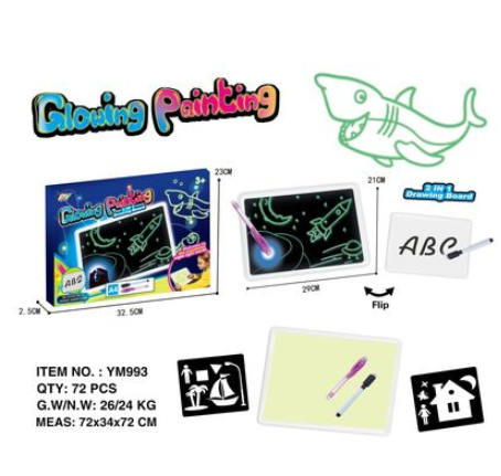 Image of Educational Toy Drawing Pad 3D Magic 8 Light Effects Puzzle Board Sketchpad