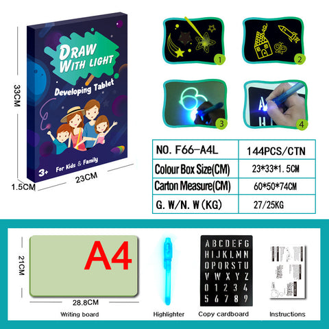 Image of Educational Toy Drawing Pad 3D Magic 8 Light Effects Puzzle Board Sketchpad