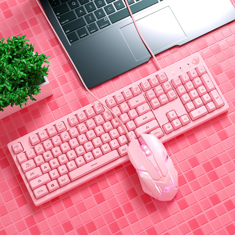 Image of Pink Computer Notebook Teclado mecánico LoL PUBG Typing