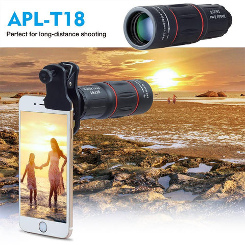 Image of 18X Telescope Zoom Mobile Phone Lens for iPhone Samsung Smartphones universal clip Telefon Camera Lens with tripod - Paule & Angels