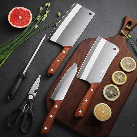 Image of Household kitchen knife and cutting board combo set - Paule & Angels