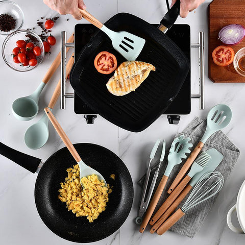 Image of Silicone Kitchenware with Wooden Handle - Paule & Angels