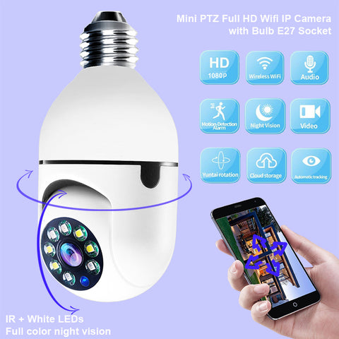 Image of WiFi CAMERA 1080P Bulb 4X Zoom Camera E27 Home 5GWiFi Alarm Monitor