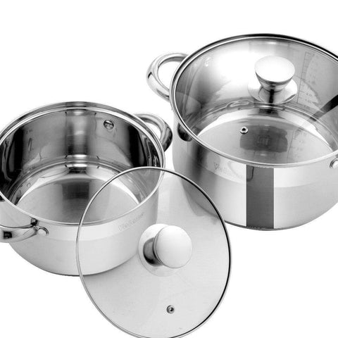 Image of Velaze Cookware Set Stainless Steel 14-Piece Induction Kitchen Cooking Pot&Pan Set,Saucepan,Casserole,Steamer,Frypan,Glass lid - Paule & Angels