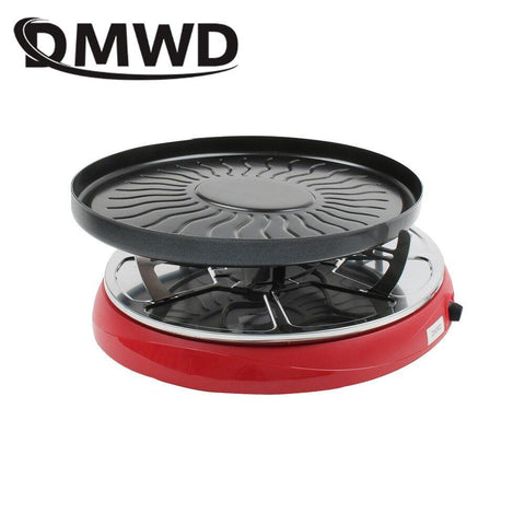 Image of DMWD Double Layers Smokeless Raclette Grilldle baking oven Electric BBQ Grill Heating Stove pan Barbecue Iron non-stick Plate EU - Paule & Angels