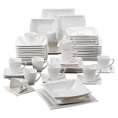 Image of MALACASA Blance 60-Piece Ceramic Porcelain Dinner Set WIth 6*Cups,Saucers,Dinner Soup Dessert Plates Set Service for 12 Person - Paule & Angels