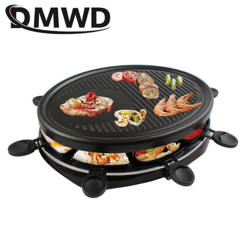 Image of DMWD Double Layers Smokeless Raclette Grilldle baking oven Electric BBQ Grill Heating Stove pan Barbecue Iron non-stick Plate EU - Paule & Angels