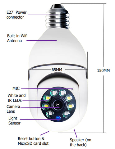 Image of WiFi CAMERA 1080P Bulb 4X Zoom Camera E27 Home 5GWiFi Alarm Monitor